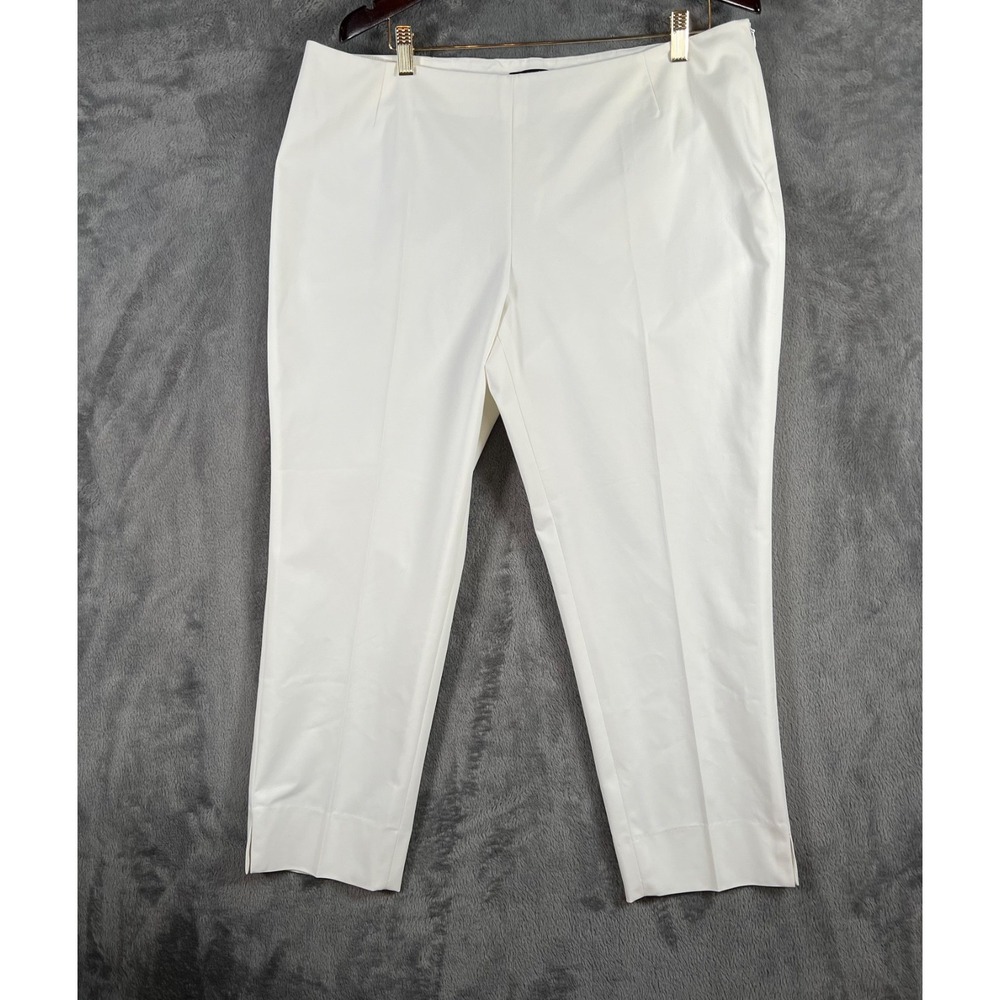 Lafayette 148 Pants Womens 16 38x25 White Crop Twill Stanton Stretch Career